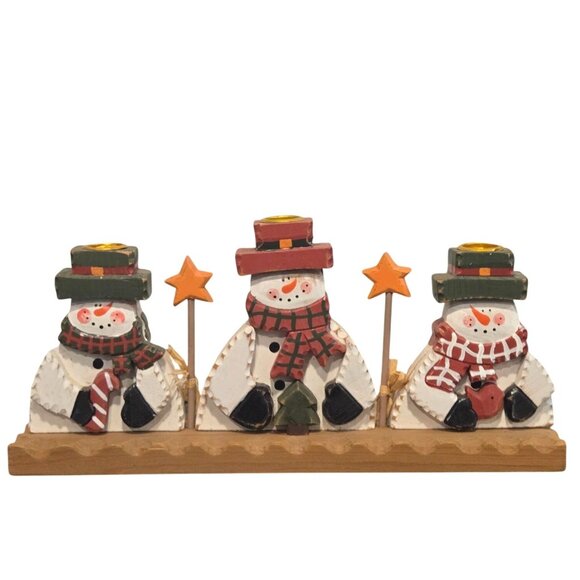 Handmade Other - Rustic Snowman Candle Holder Primitive Christmas Centerpiece Farmhouse Holiday D
